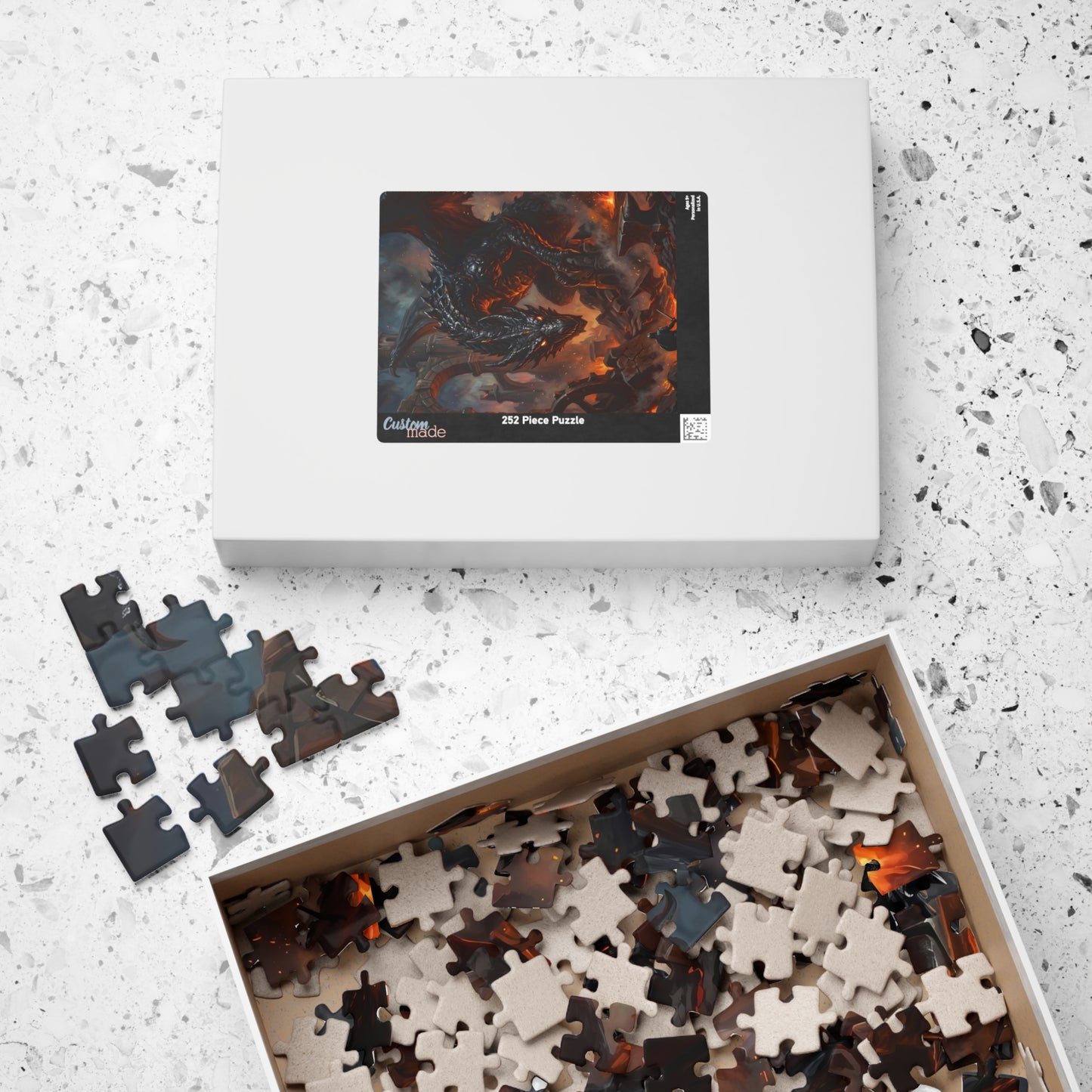 Dragon Battle Jigsaw Puzzle — Epic Fantasy Lava Dragon Scene (110–1014 pcs)