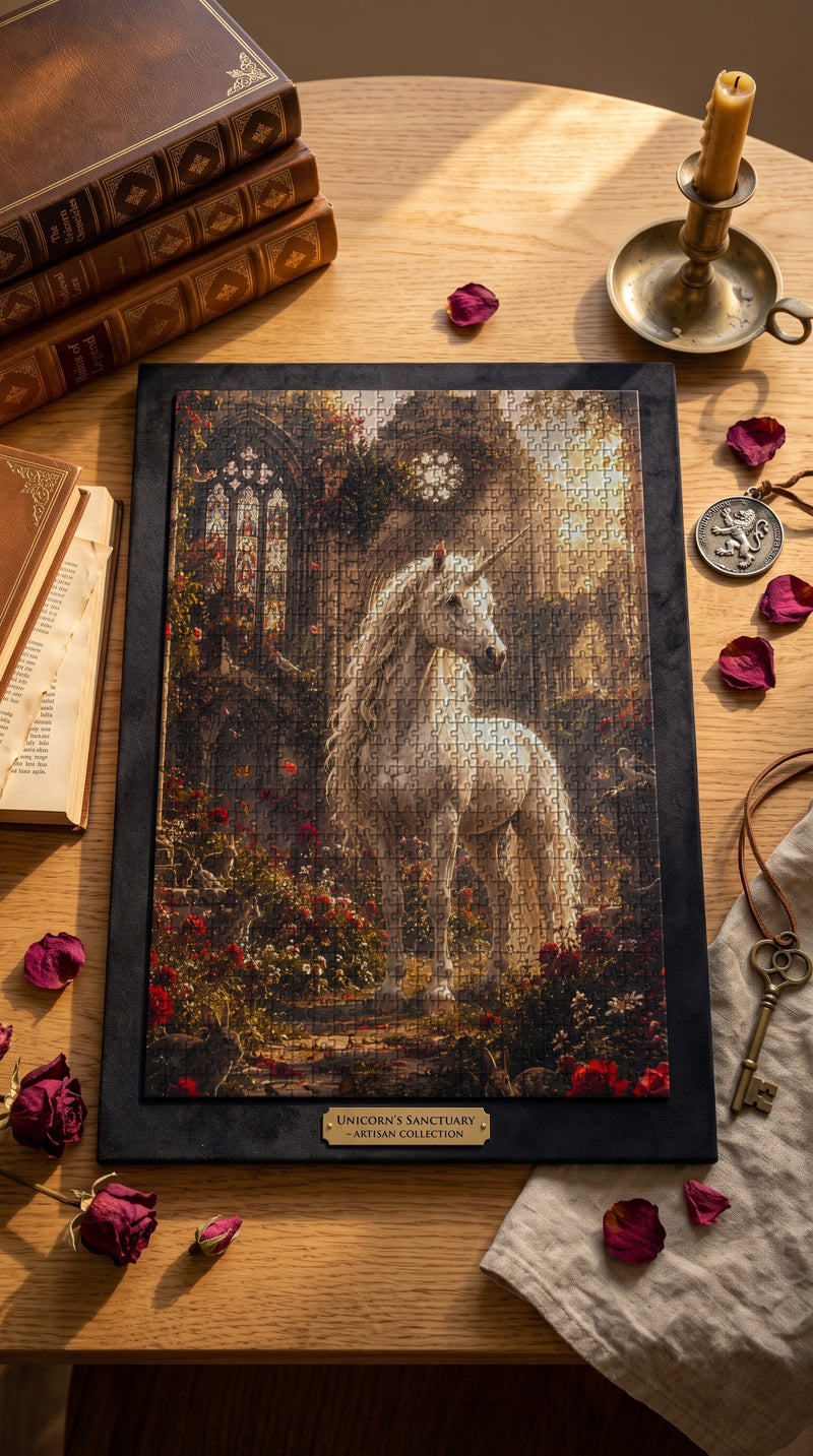 Enchanted Ruins Unicorn Puzzle | Fantasy Medieval Jigsaw Puzzle