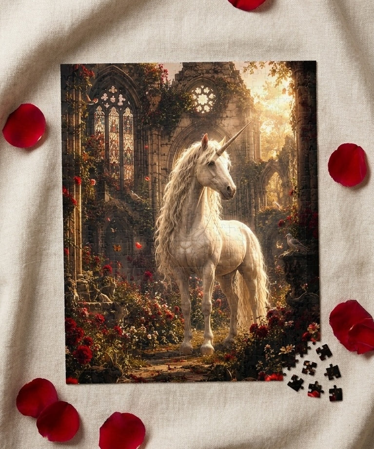 Enchanted Ruins Unicorn Puzzle | Fantasy Medieval Jigsaw Puzzle