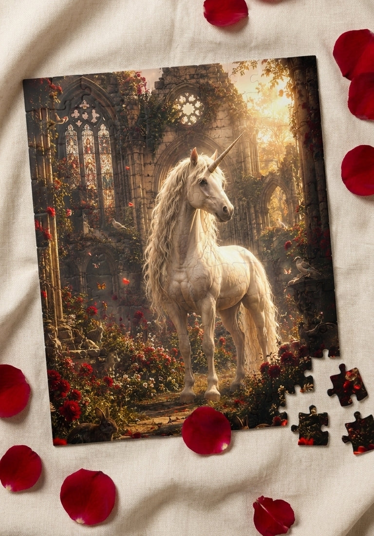 Enchanted Ruins Unicorn Puzzle | Fantasy Medieval Jigsaw Puzzle