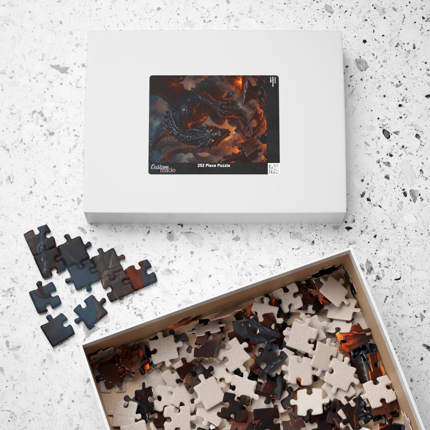 Dragon Battle Jigsaw Puzzle — Epic Fantasy Lava Dragon Scene (110–1014 pcs)