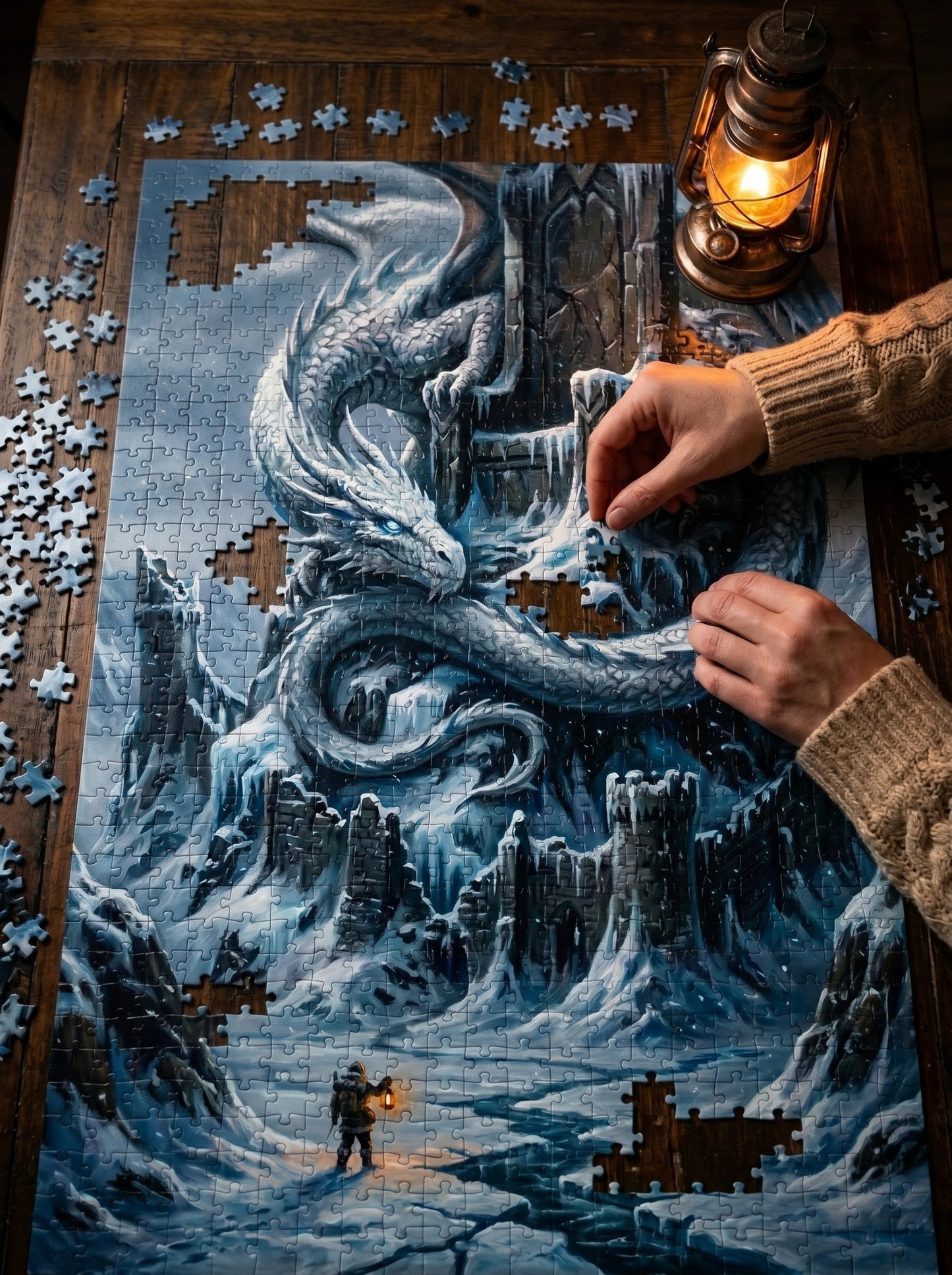 Ice Dragon Fantasy Puzzle — Scenic Winter Dragon Jigsaw (110–1014 pcs)
