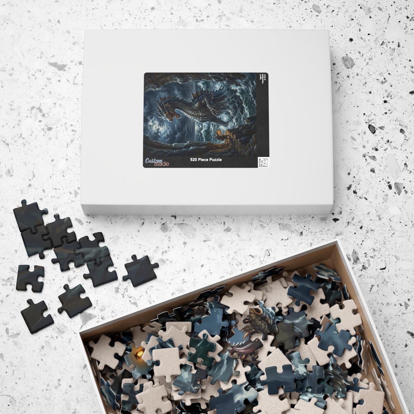 Stormy Sea Dragon Puzzle — 110/252/520/1014-Piece Fantasy Jigsaw