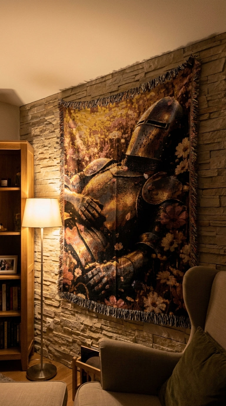 Knight in Bloom Tapestry Throw