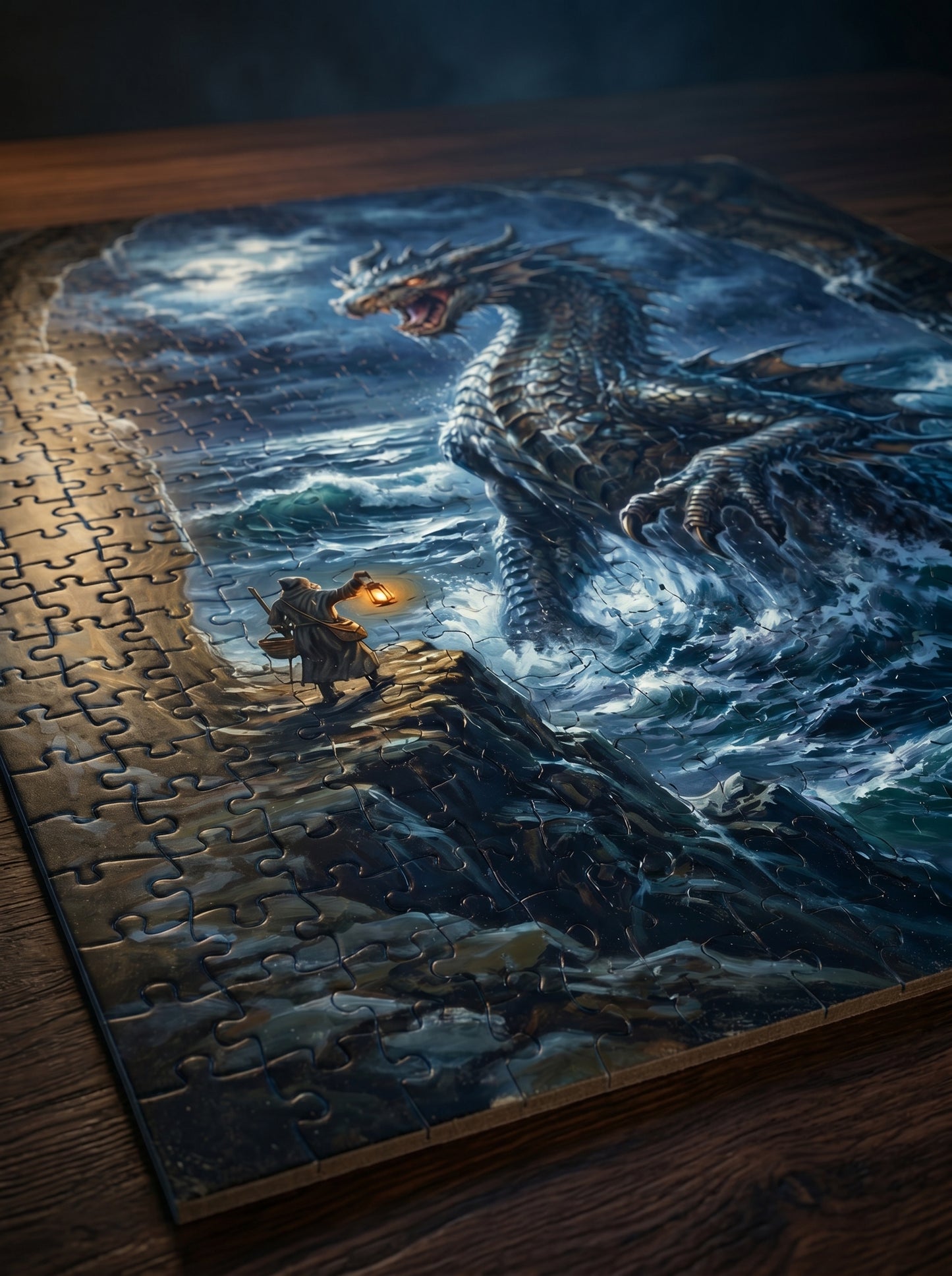 Stormy Sea Dragon Puzzle — 110/252/520/1014-Piece Fantasy Jigsaw