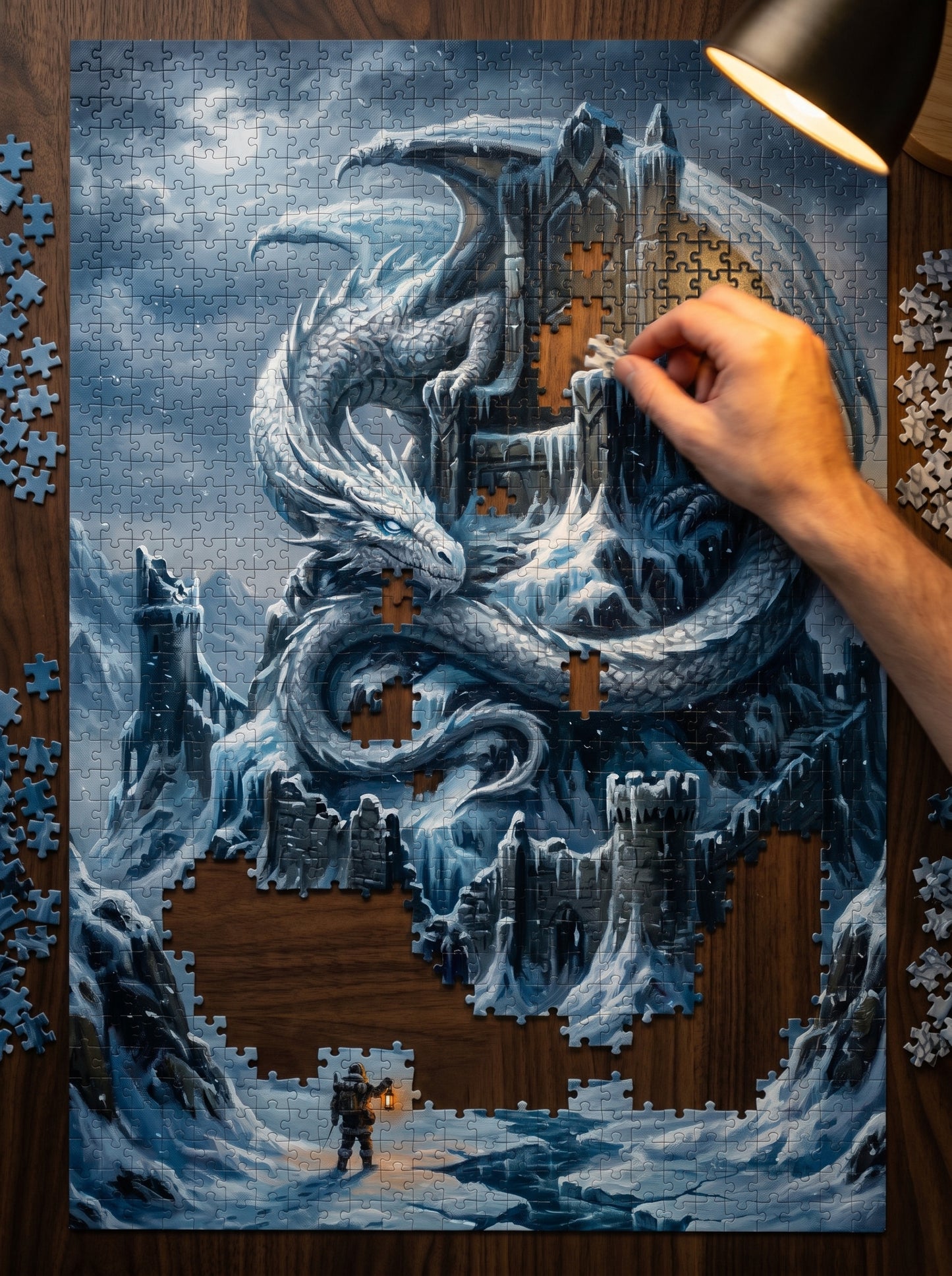 Ice Dragon Fantasy Puzzle — Scenic Winter Dragon Jigsaw (110–1014 pcs)
