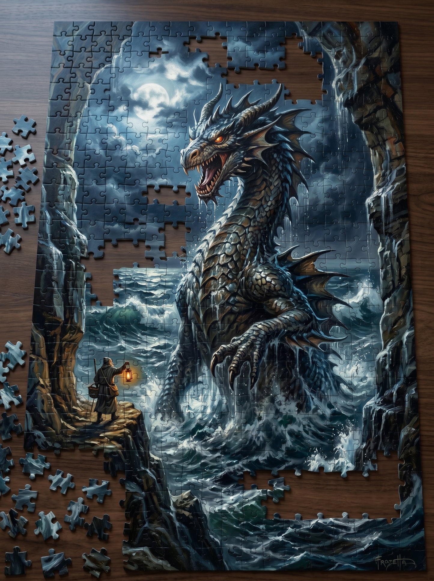 Stormy Sea Dragon Puzzle — 110/252/520/1014-Piece Fantasy Jigsaw