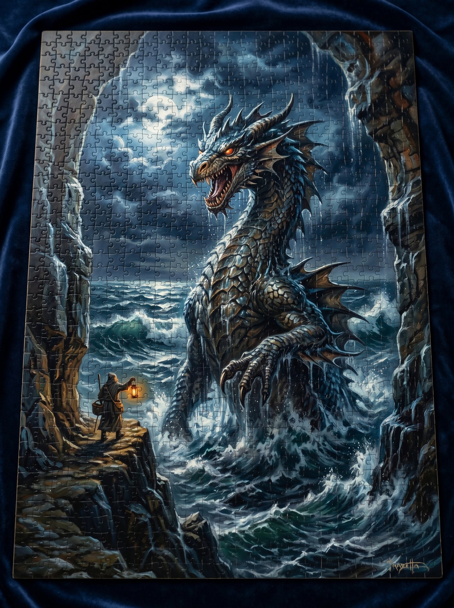 Stormy Sea Dragon Puzzle — 110/252/520/1014-Piece Fantasy Jigsaw