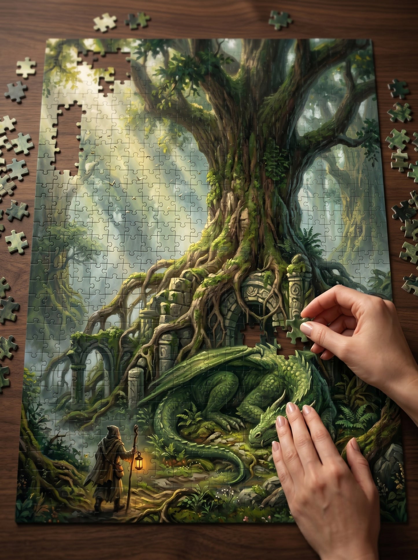 Enchanted Forest Dragon Jigsaw Puzzle — Fantasy Puzzle for Adults (110–1014 Pieces)