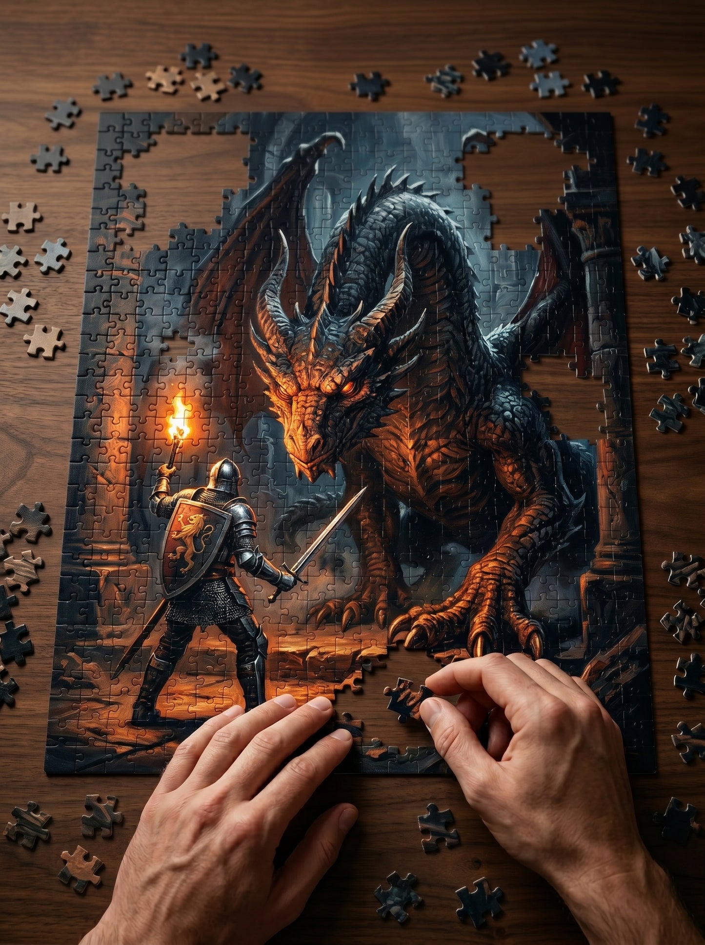 Dragon Knight Jigsaw Puzzle — Fantasy Adventure Puzzle (110/252/520/1014 pcs)