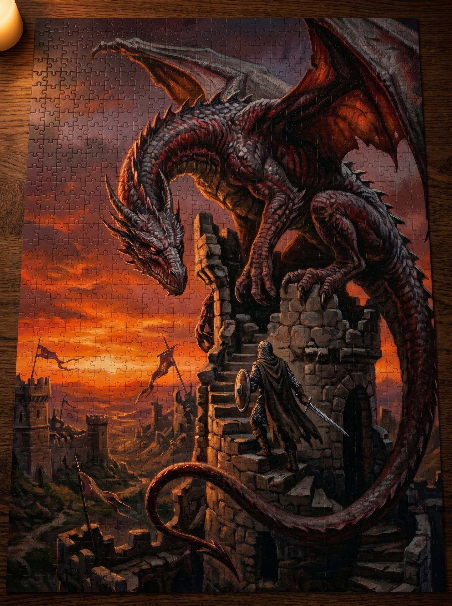Dragon Castle Sunset Puzzle — Fantasy Jigsaw (110/252/520/1014 pcs)