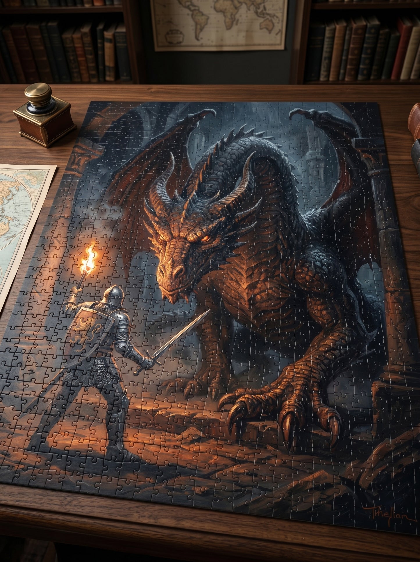 Dragon Knight Jigsaw Puzzle — Fantasy Adventure Puzzle (110/252/520/1014 pcs)