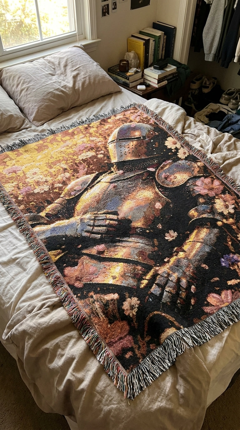 Knight in Bloom Tapestry Throw