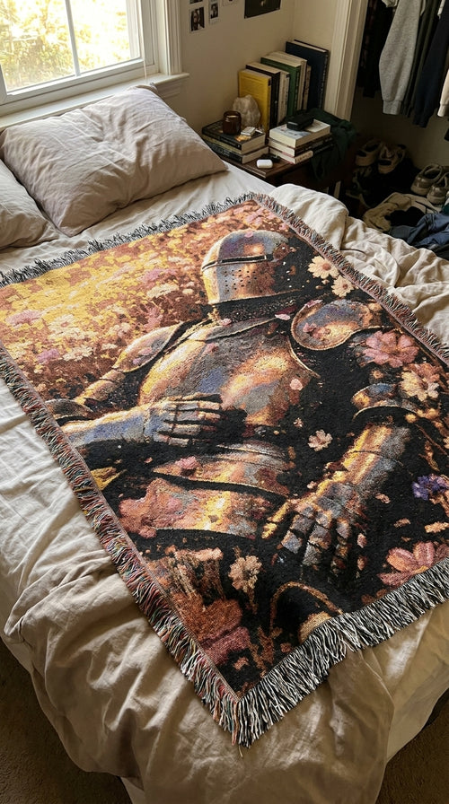 Knight in Bloom Tapestry Throw